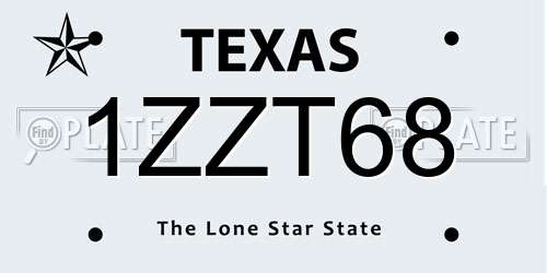 1ZZT68 Texas License Plate