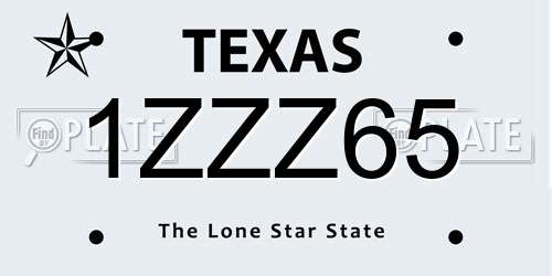 1ZZZ65 Texas License Plate