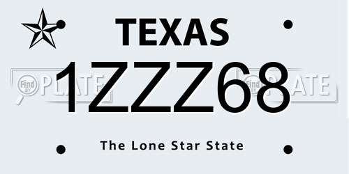 1ZZZ68 Texas License Plate