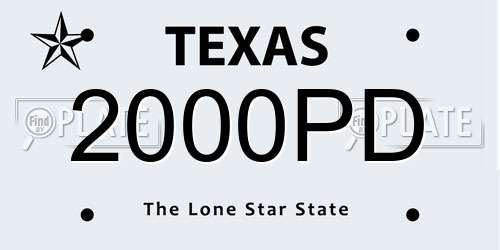 2000PD Texas License Plate