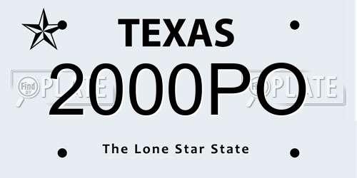 2000PO Texas License Plate