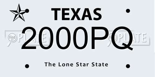 2000PQ Texas License Plate