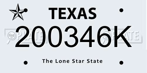 200346K Texas License Plate
