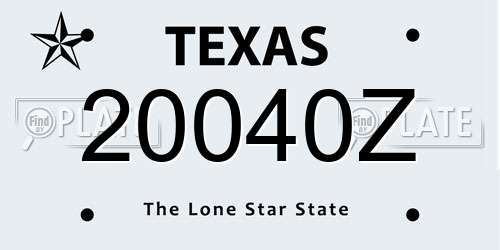20040Z Texas License Plate