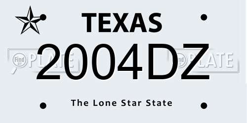 2004DZ Texas License Plate