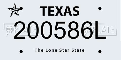 200586L Texas License Plate