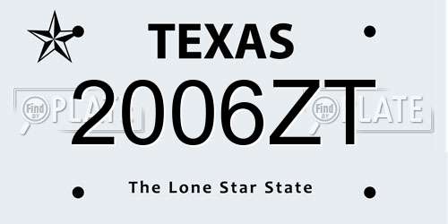 2006ZT Texas License Plate