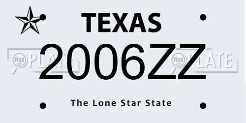 2006ZZ Texas License Plate