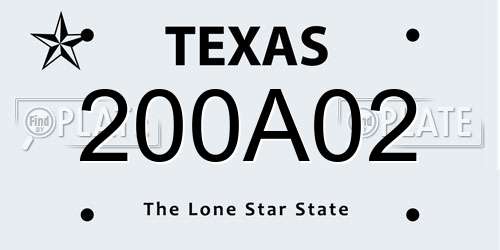 200A02 Texas License Plate