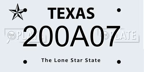 200A07 Texas License Plate