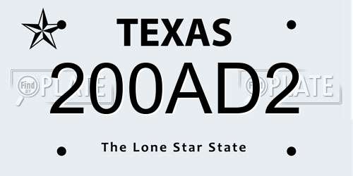 200AD2 Texas License Plate