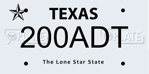 200ADT Texas License Plate