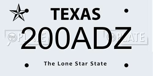 200ADZ Texas License Plate