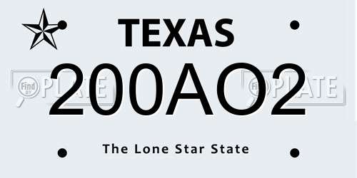 200AO2 Texas License Plate
