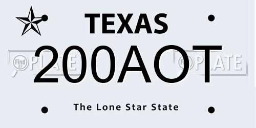 200AOT Texas License Plate