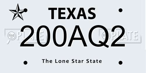 200AQ2 Texas License Plate