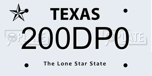 200DP0 Texas License Plate