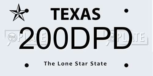 200DPD Texas License Plate