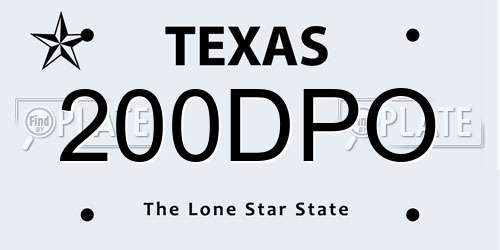200DPO Texas License Plate