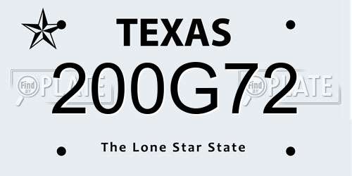 200G72 Texas License Plate