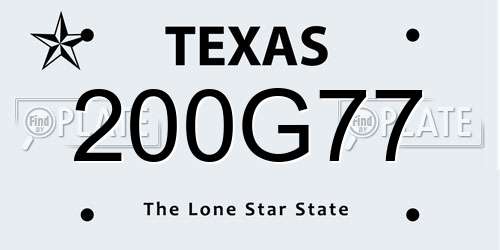 200G77 Texas License Plate