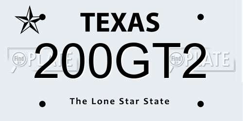 200GT2 Texas License Plate