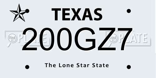 200GZ7 Texas License Plate