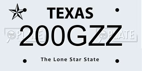 200GZZ Texas License Plate