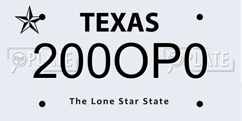 200OP0 Texas License Plate