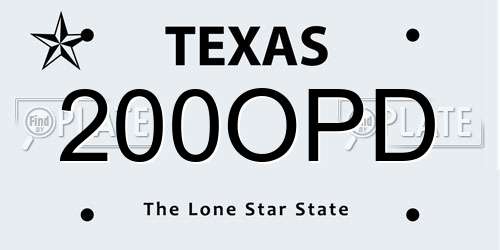 200OPD Texas License Plate