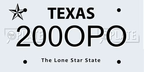 200OPO Texas License Plate
