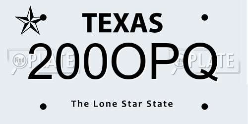 200OPQ Texas License Plate