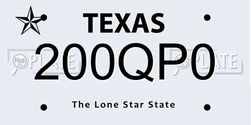 200QP0 Texas License Plate