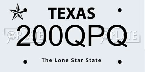 200QPQ Texas License Plate