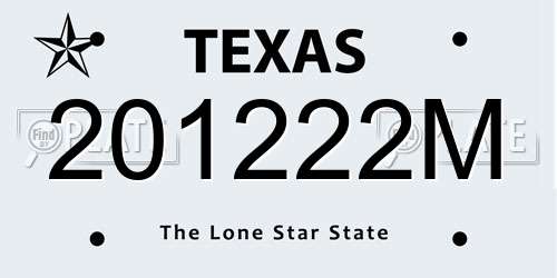201222M Texas License Plate