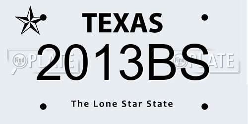 2013BS Texas License Plate