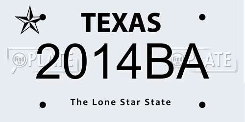 2014BA Texas License Plate