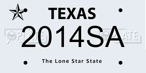 2014SA Texas License Plate