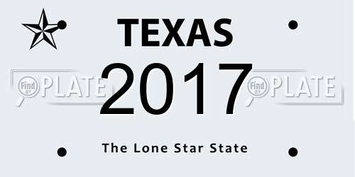 2017 Texas License Plate