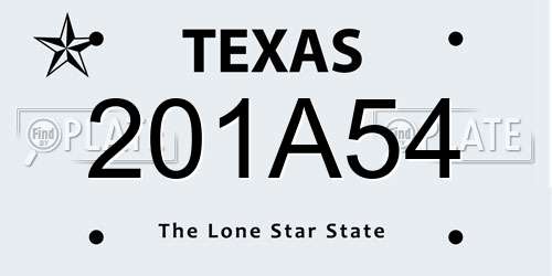 201A54 Texas License Plate