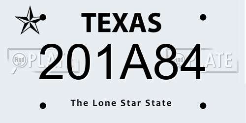 201A84 Texas License Plate