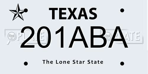 201ABA Texas License Plate