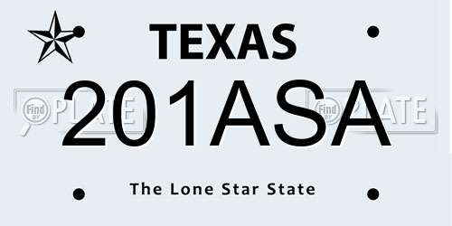 201ASA Texas License Plate