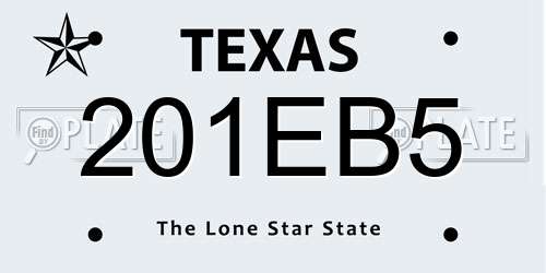 201EB5 Texas License Plate