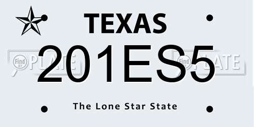 201ES5 Texas License Plate