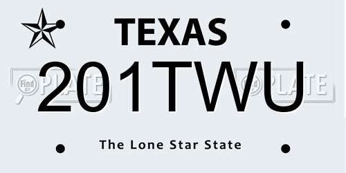 201TWU Texas License Plate