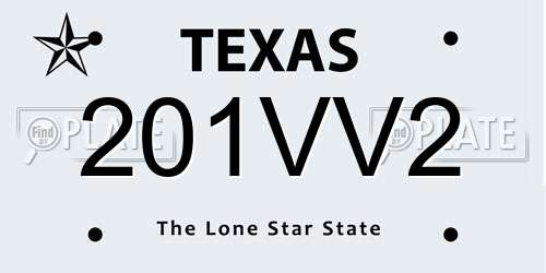 201VV2 Texas License Plate