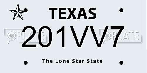 201VV7 Texas License Plate