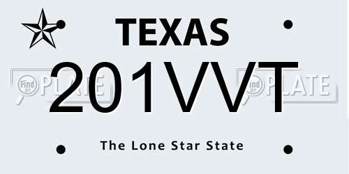 201VVT Texas License Plate