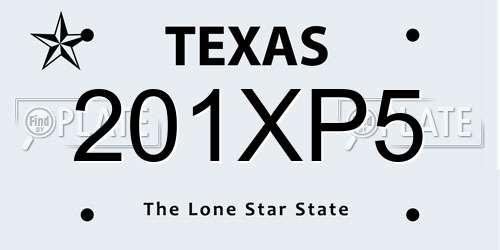 201XP5 Texas License Plate